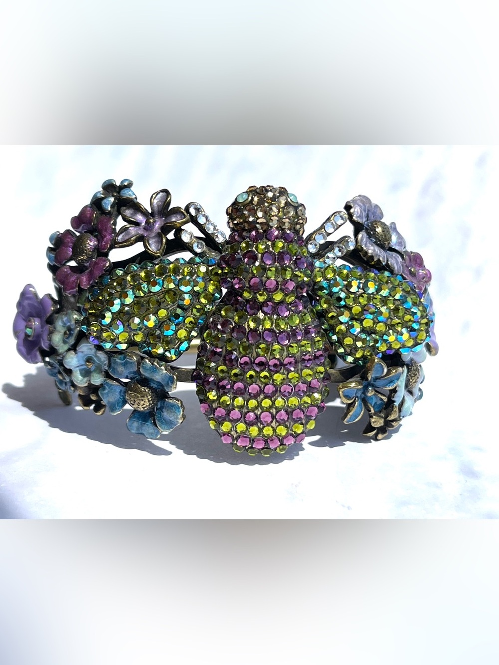To Bee or Not to Bee Kirk’s Folly Pave Rhinestone Enamel Hinged Bracelet